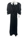 Cleobella Size S Black Viscose 1/2 Puff Sleeve Tie Detail Elastic Waist Dress Black / S