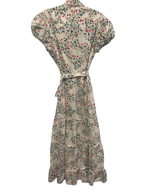 Misa Size Est S Cream White & Multi Missing Fabric Tag Puff Cap Sleeve Dress Cream White & Multi / Est S