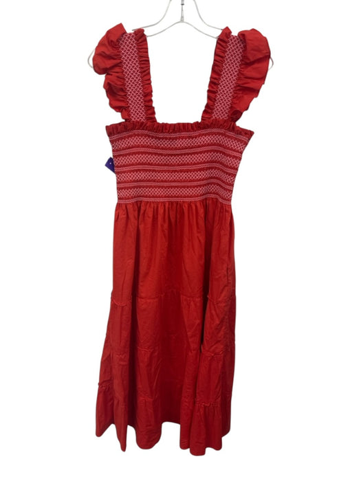 Hill House Size M Red & Pink Cotton Sleeveless Shirred Bodice Dress Red & Pink / M