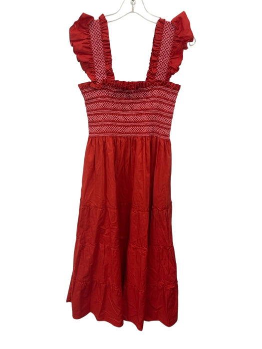 Hill House Size M Red & Pink Cotton Sleeveless Shirred Bodice Dress Red & Pink / M