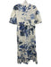 Marie Oliver Size S White & Blue Cotton Abstract Botanical Print V Neck Dress White & Blue / S