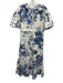 Marie Oliver Size S White & Blue Cotton Abstract Botanical Print V Neck Dress White & Blue / S