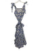 Victoria Dunn Size S White & Blue Cotton Floral Blocked Print Tie Shoulder Dress White & Blue / S