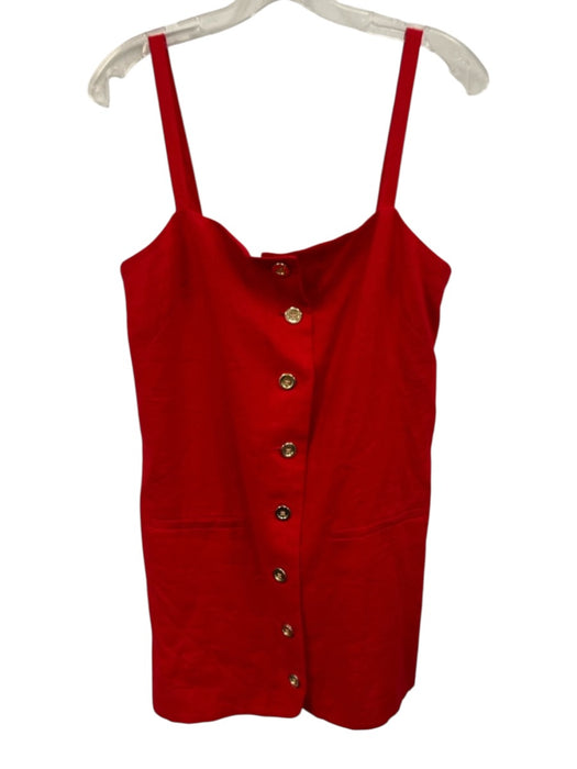J. Crew Size XS Red Linen Button Down Square Neck Mini Dress Red / XS