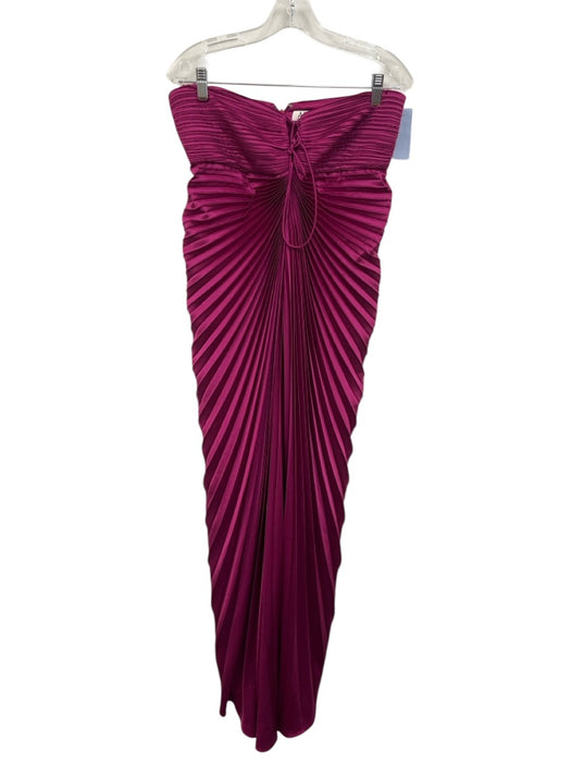 AMUR Size 6 Fuchsia Pink Polyester Accordion Pleats Halter Back Zip Maxi Dress Fuchsia Pink / 6