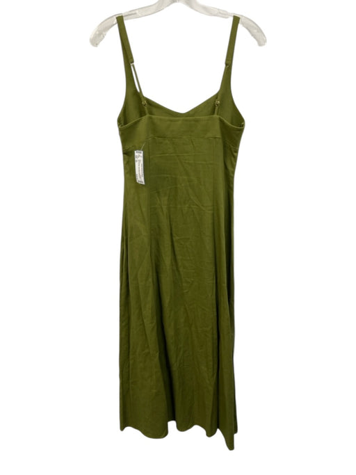 Zara Size XS Olive Green Linen Blend Empire Waist Side Slit Midi Dress Olive Green / XS