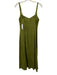 Zara Size XS Olive Green Linen Blend Empire Waist Side Slit Midi Dress Olive Green / XS