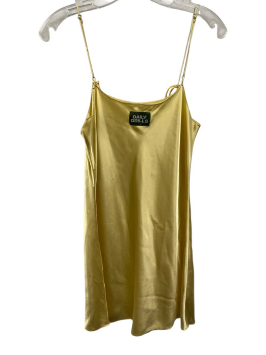 Daily Drills Size S Butter Yellow Polyester Blend Satin Tie Straps Mini Dress Butter Yellow / S