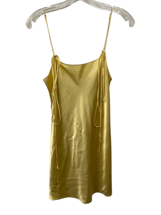 Daily Drills Size S Butter Yellow Polyester Blend Satin Tie Straps Mini Dress Butter Yellow / S