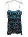 Alexis Size S Blue & Brown Linen Blend Abstract Pleated Mini Dress Blue & Brown / S