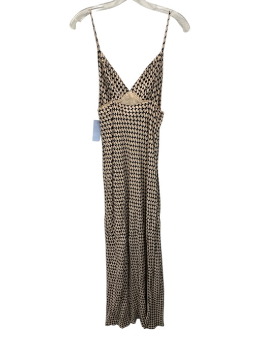 Dissh Size 4 Beige & Black Viscose Geometric V Neck Midi Dress Beige & Black / 4