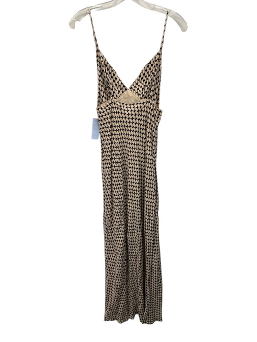 Dissh Size 4 Beige & Black Viscose Geometric V Neck Midi Dress Beige & Black / 4