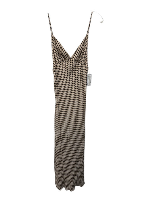 Dissh Size 4 Beige & Black Viscose Geometric V Neck Midi Dress Beige & Black / 4