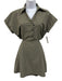 NKC Size One Size Khaki Green Nylon Elastic Button Detail Cut Out Mini Dress Khaki Green / One Size