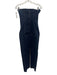 Zara Size S Indigo Blue Cotton Blend Contrast Stitch Bustier Back Slit Dress Indigo Blue / S