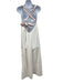 Zara Size S White & Red Cotton Embroidered Tie Back Empire Waist Midi Dress White & Red / S