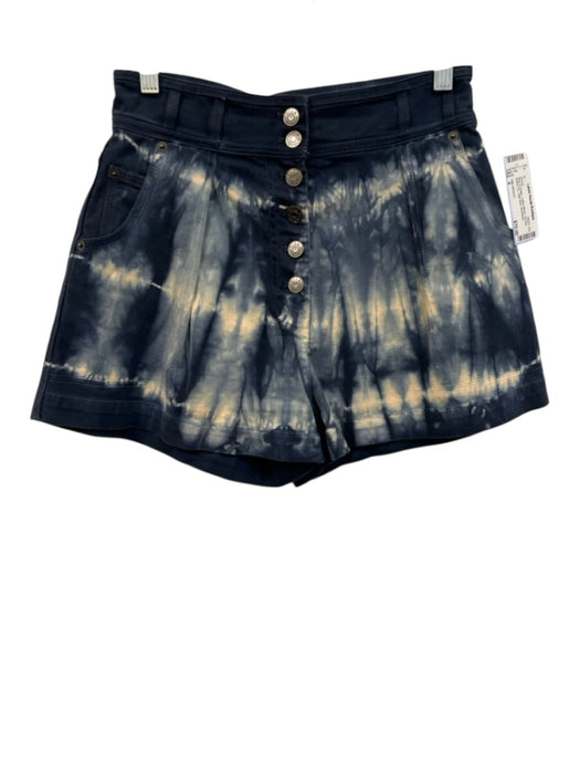 Ulla Johnson Size 4 Blue & Cream Cotton Blend Tie Dye Button Fly Shorts Blue & Cream / 4