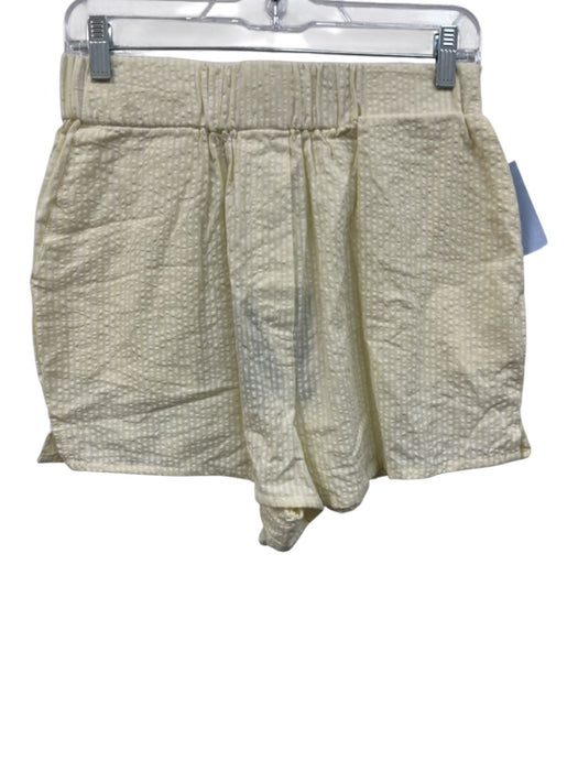 Daily Drills Size M Yellow & White Cotton Seersucker Stripe Elastic Waist Shorts Yellow & White / M