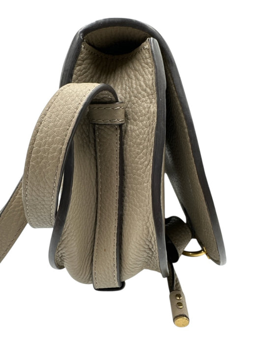 Chloe Taupe Gray Leather Flap Top Saddle Crossbody Adjustable Strap Bag Taupe Gray / Mini