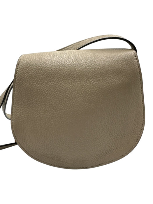Chloe Taupe Gray Leather Flap Top Saddle Crossbody Adjustable Strap Bag Taupe Gray / Mini