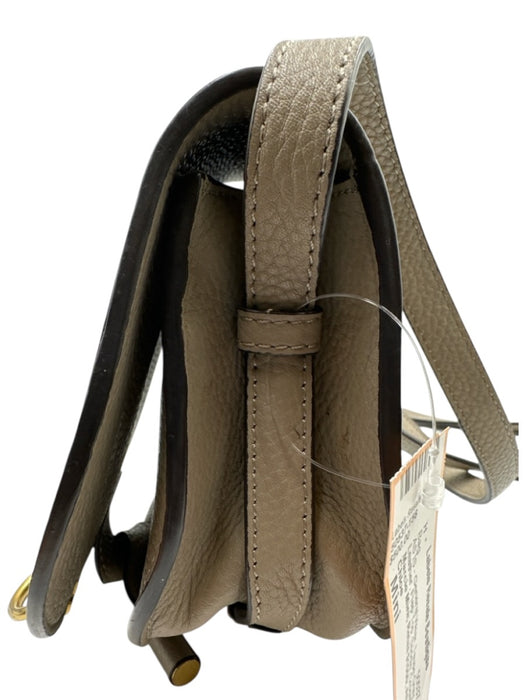 Chloe Taupe Gray Leather Flap Top Saddle Crossbody Adjustable Strap Bag Taupe Gray / Mini