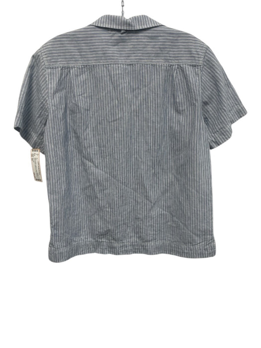 Alex Mill Size XS Blue & White Cotton & Linen Striped Short Sleeve Button Up Top Blue & White / XS