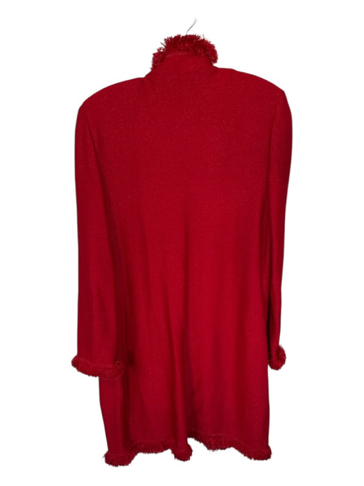 St. John Collection Size 12 Red Wool Blend Fringe Metallic GHW Long Coat Red / 12