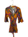 Farm Rio Size L Mustard & Multi Cotton Abstract Bird Print Mini Collar Dress Mustard & Multi / L