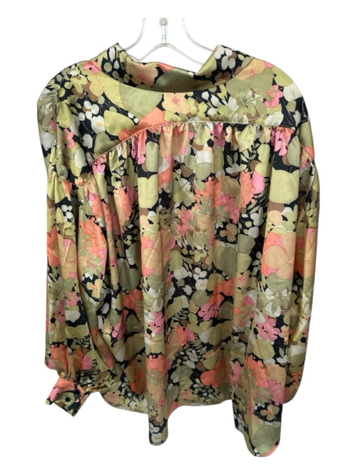 Molly Bracken Size Est L Black, Green & Pink Print Polyester Flora & Fauna Top Black, Green & Pink Print / Est L