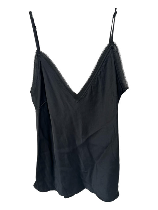 Frame Size XL Black Viscose Fray Detail Spaghetti Strap Tank Top Black / XL