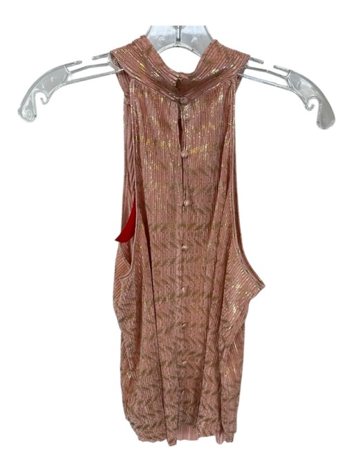 Anthropologie Size M Blush & Gold Polyester Foil Pleated Sleeveless Top Blush & Gold / M