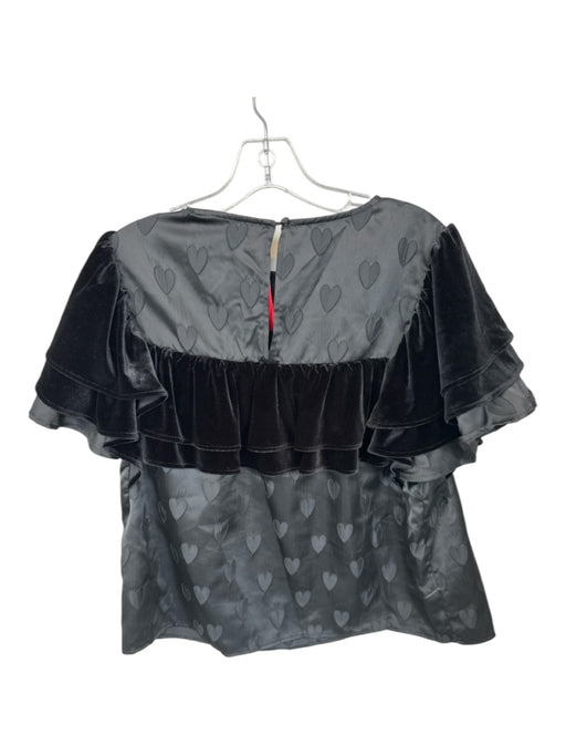 Crosby Size Est L Black Polyester Velvet Heart Ruffle sleeve Top Black / Est L