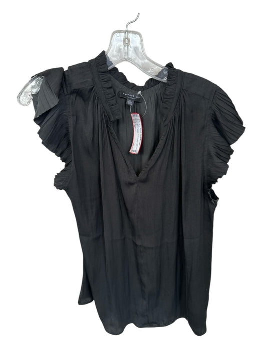 Current Air Size M Black Viscose Ruffle Sleeve Detail Drape Top Black / M