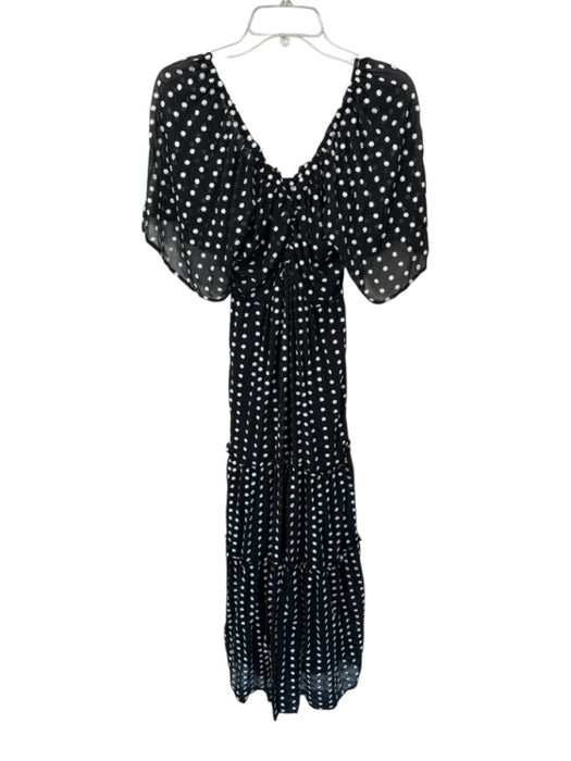Anthropologie Size S Black & White Polyester Blend Maxi Stitch Detail Dress Black & White / S