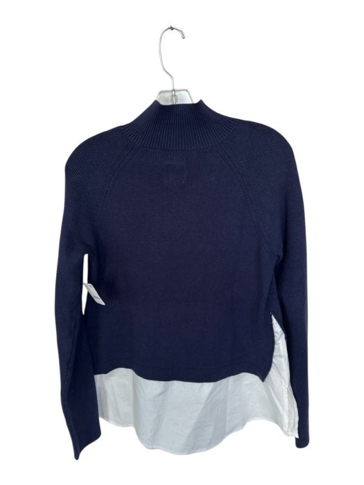 Mave Size M Navy & white Viscose Blend Knit Half Zip Long Sleeve Sweater Navy & white / M