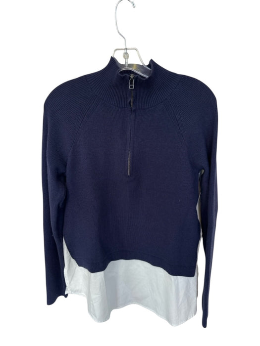 Mave Size M Navy & white Viscose Blend Knit Half Zip Long Sleeve Sweater Navy & white / M