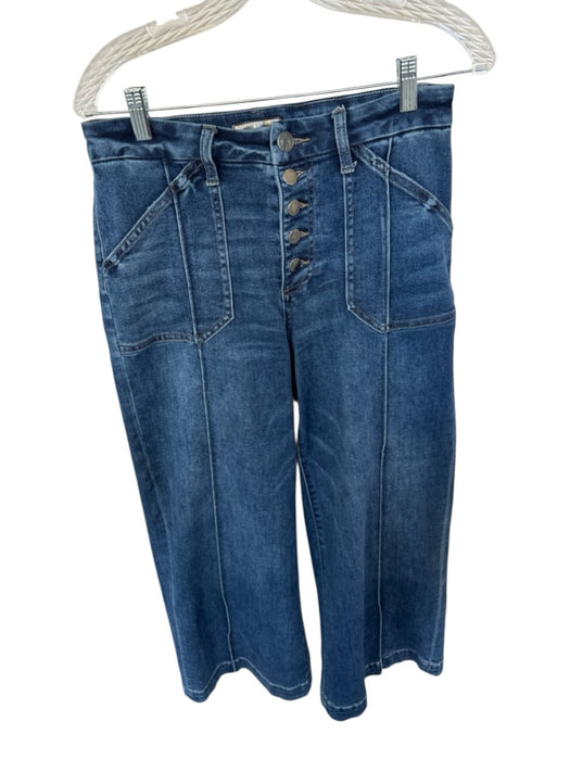 KUT Size 8 Dark Wash Cotton Blend Wide Leg Button Fly High Waist Jeans Dark Wash / 8