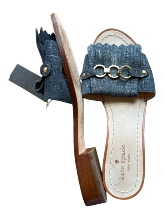 Kate Spade Shoe Size 7.5 Brown & Blue Gold Hardware Backless Suede Sandals Brown & Blue / 7.5