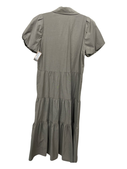 Brochu Walker Size Small Taupe Polyester & Cotton Short Puff Sleeve Tiered Dress Taupe / Small