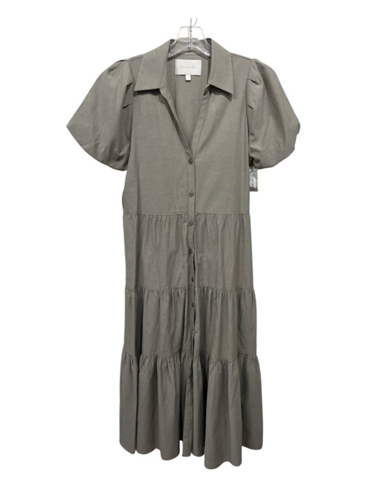 Brochu Walker Size Small Taupe Polyester & Cotton Short Puff Sleeve Tiered Dress Taupe / Small
