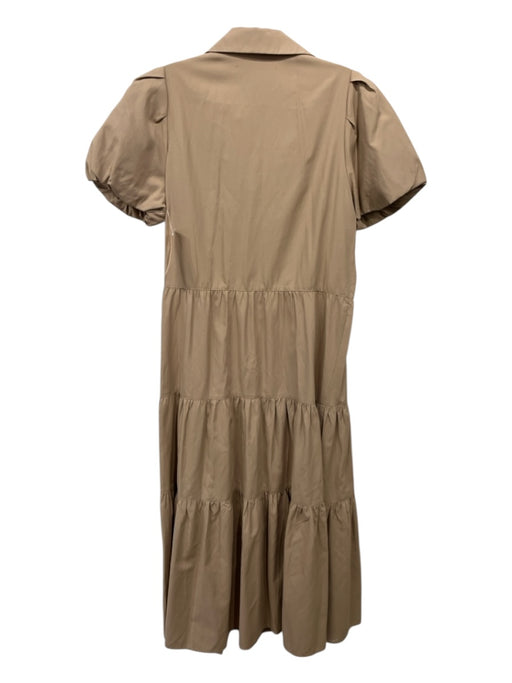 Brochu Walker Size Small Tan Polyester & Cotton Short Puff Sleeve Tiered Dress Tan / Small