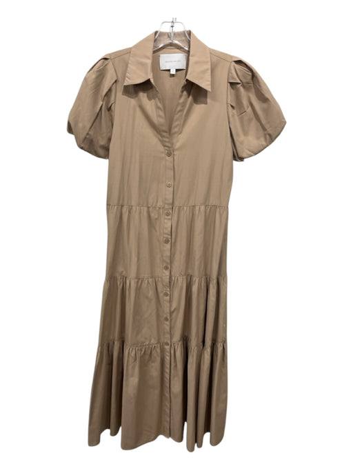 Brochu Walker Size Small Tan Polyester & Cotton Short Puff Sleeve Tiered Dress Tan / Small