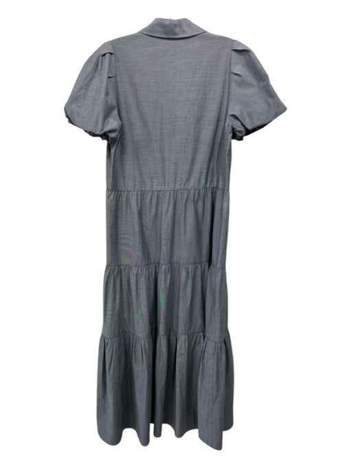 Brochu Walker Size Small Gray Polyester & Cotton Short Puff Sleeve Tiered Dress Gray / Small
