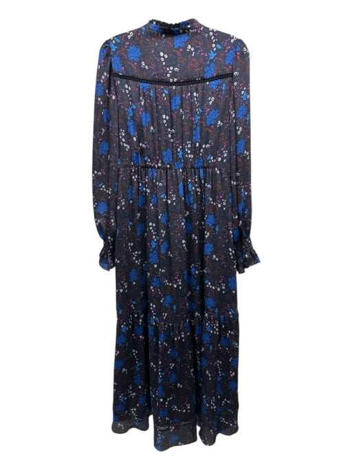 ME+EM Size 4 Blue, Brown & Multi Print Recycled Polyester Floral Zip Front Dress Blue, Brown & Multi Print / 4