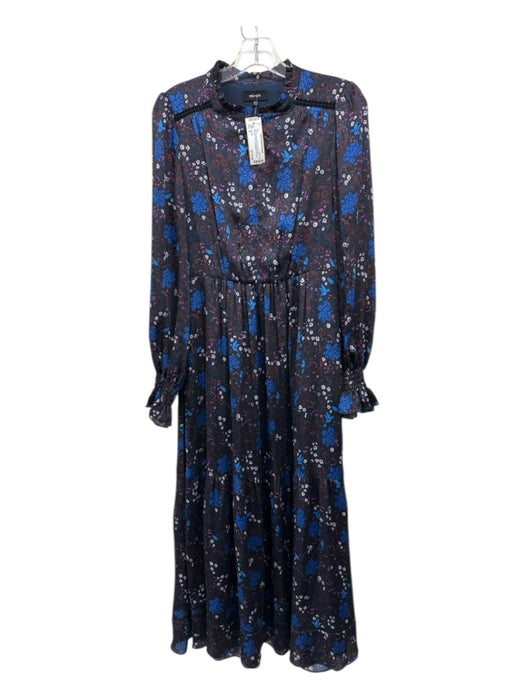 ME+EM Size 4 Blue, Brown & Multi Print Recycled Polyester Floral Zip Front Dress Blue, Brown & Multi Print / 4