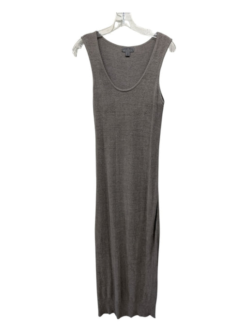 Barefoot Dreams Size S Taupe Nylon & Viscose Sleeveless Velour Ribbed Side Dress Taupe / S