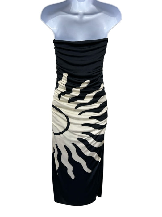Cala de la Cruz Size Medium Black & Cream Polyester Blend Strapless Dress Black & Cream / Medium
