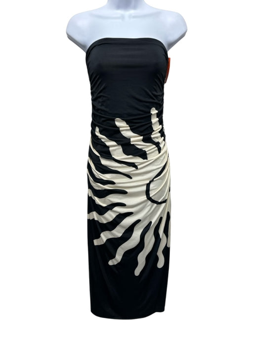 Cala de la Cruz Size Medium Black & Cream Polyester Blend Strapless Dress Black & Cream / Medium
