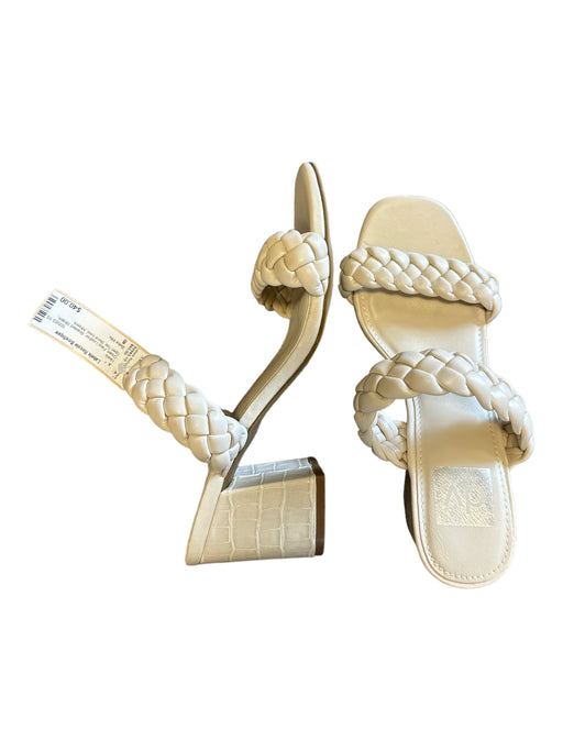 Dolce Vita Shoe Size 8 Cream Faux Leather Braided Straps Open Toe Heels Cream / 8