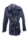 Trina Turk Size 6 Navy Blue Cotton Blend Double Breast Sash Trench Jacket Navy Blue / 6